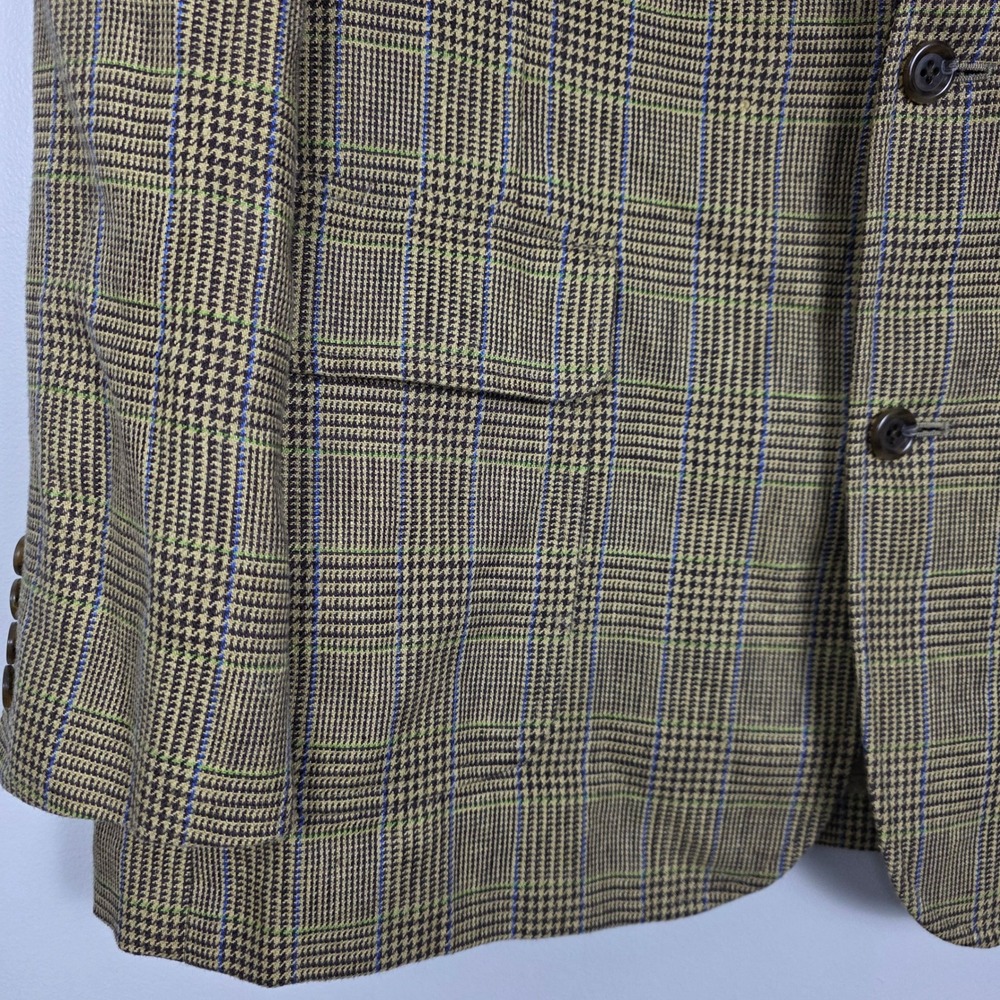 Lands End x Baird McNutt Irish Linen Plaid Sports Coat Blazer Mens 44R - Picture 4 of 9